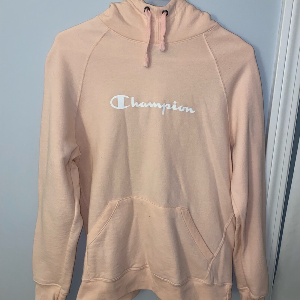 CHAMPION Peach hoodie / sweatshirt with white logo perfect condition worn once